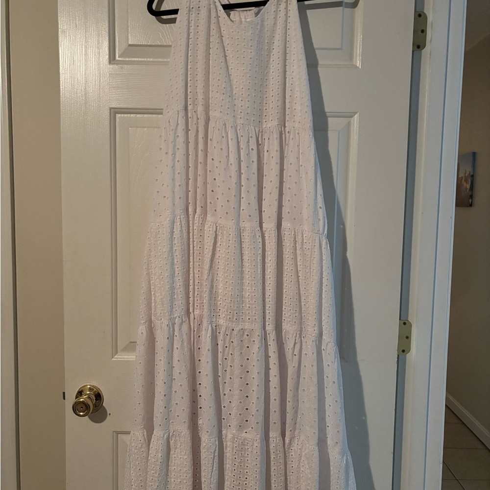 White Tiered Halter Maxi Sundress